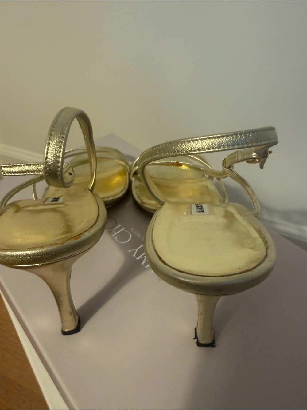 Manolo Blahnik Vintage Gold Metallic Strappy Slingback Heels Y2K | Size 36 - Picture 4 of 5